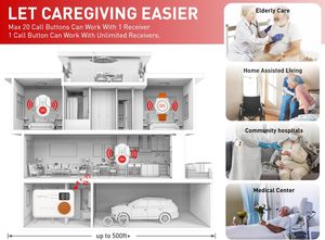 Daytech 500ft + Nhà Hàng Dịch Vụ Không Dây Hệ Thống Đặt Hàng Rung Máy Nhắn Tin Bảng <span class=keywords><strong>Buzzer</strong></span> Y Tá Chuông Giúp Nút Cảnh Báo Cho Người Cao Niên - Product Image 5