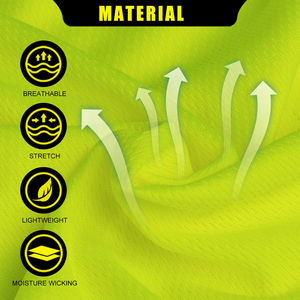 Camisa de Seguridad de Alta Visibilidad Fluorescente, Transpirable y Reflectante, de Poliéster, para Trabajo, con Absorción de Humedad - Product Image 6