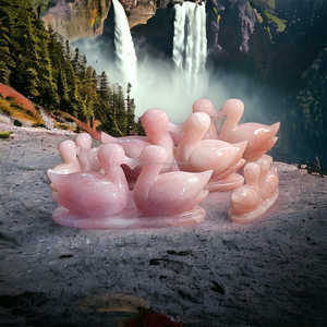 Par de pato de cristal Real de calidad superior escultura de pájaro tallada a mano cuarzo rosa Cisne hecho a mano par decoración de regalo al por mayor - Product Image 4