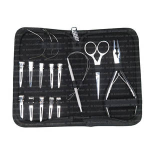 Nouvelle arrivée meilleure qualité de qualité Salon complet Extension de cheveux outils de perles et kit de pinces avec étui en cuir à fermeture éclair - Product Image 5
