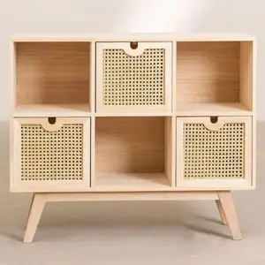 Thân Thiện Với Môi Bằng Gỗ Và Mây Vải Sideboard Trẻ Em Phòng Lưu Trữ Đồ Nội Thất Phòng Khách Phòng Ăn Đồ Nội Thất