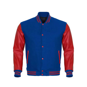 Wholesale Buttons Front Men Color Blocked Long Sleeve Custom Logo Leather Letterman Design Varsity <b>Baseball</b> <b>Bomber</b> <b>Jacket</b> - Product Image 1