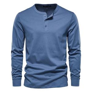AIOPESON Men's <b>Long</b> <b>Sleeve</b> <b>Button</b> Down <b>T</b>-<b>Shirts</b> Autumn Henley Collar Casual High Quality 100% Cotton Crew Neck Mens <b>T</b> <b>Shirts</b> - Product Image 4