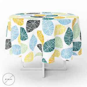 <b>Round</b> Oilcloth Stain Resistant <b>Tablecloth</b> (140 cm) - Colored Leaves - Product Image 1