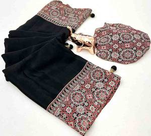 Premium Festive Wear Ajrakh Printed Sarees Collection Catálogo completo disponible a precio mayorista ideal para ropa casual. - Product Image 1