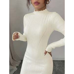Vestido Maxi de Punto Ajustado para Mujer, con Mangas Largas, Cuello Redondo y Botones, Estilo Sexy para Club - Product Image 5