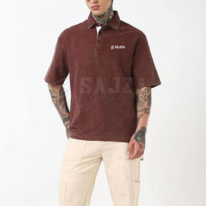 T-shirts polo délavés à l'acide de haute qualité de couleur personnalisée T-shirts polo délavés à l'acide coupe ajustée T-shirts polo délavés à l'acide logo personnalisé - Product Image 4