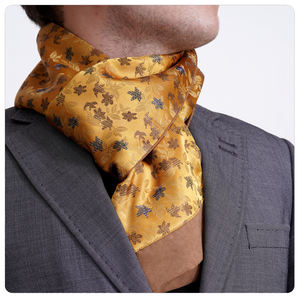 Exve Exclusive Elegant Double-Sided <b>Scarf</b> <b>Gold</b> on Copper Floral Pattern Jacquard Woven Traditional Style Turkey - Product Image 1