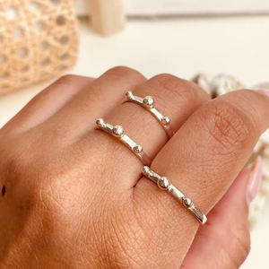 Anillo de Plata de Ley 925 minimalista de moda, diseño de puntos Unisex, ajuste de bisel de buena suerte, anillos apilables delicados de moda para - Product Image 4