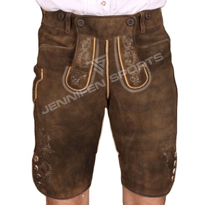 Authentique short pour homme bavarois allemand Lederhosen cuir suédé de chèvre à séchage rapide avec boutons brodés et boucles de ceinture - Product Image 1