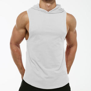 Custom Plus Size Muscle Men's Fitness Hoody Workout <b>Sleeveless</b> <b>Tshirt</b> Gym Tank Top Hoodie 100% Cotton Quick Dry & Breathable - Product Image 3