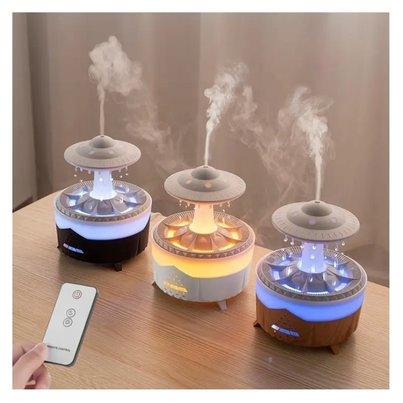 Raindrop Rain Water Difusor De Aroma Ufo Rain Cloud Humidifier Night Light Electric Fragrance Aroma Diffusers