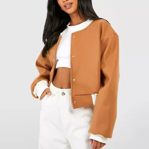 Women Material Letterman Varsity Crop Top Jacket With Long Sleeve Ladies Plus Size Baseball Varsity Jackets