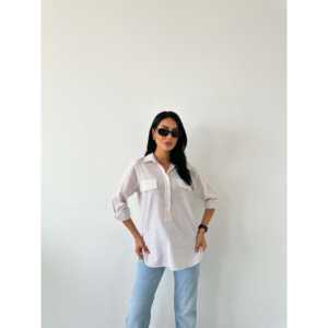 Camisa Casual de Verano de Popelina con Bolsillos con Solapa, Transpirable y con un Toque de Moda, Diseño a Rayas - Product Image 2