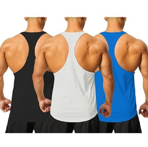 Paquete de 3 Camisetas Deportivas de Tirantes Cruzados para Hombre, Secado Rápido, Transpirables, Tejidas, con Lavado Enzimático, Estilo Casual de BD - Product Image 3