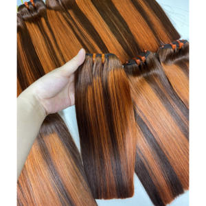 Vendeurs vietnamiens à double dessin super vendeurs HD à fermeture en dentelle frontale extensions de cheveux humains à peau brune orange vierge piano vente en gros - Product Image 1