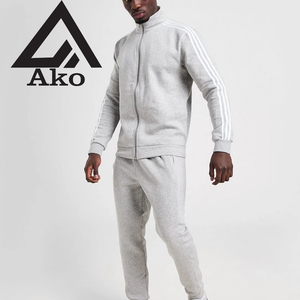 ชุดวอร์มแทรคสูทผ้าฟลีซคุณภาพสูง ระบายอากาศได้ดี ซิปเต็มตัว รุ่นใหม่ สีเทา ชุดออกกำลังกายอุ่นสบาย พรีเมียม แบรนด์ Ako - Product Image 1