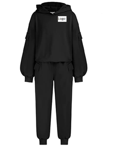 Conjunto de ropa con capucha y pantalón corto para niña, chándal, 2 unidades, venta al por mayor, disponible en China - Product Image 3