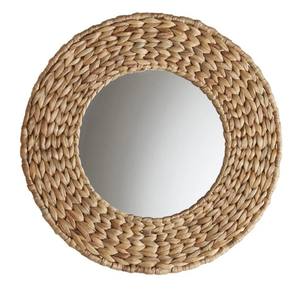 Miroir mural décoratif rond contemporain en jacinthe d'eau/paille tressé à la main, écologique, de luxe, pour la maison - Product Image 1