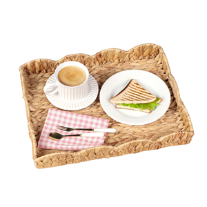 Bandeja DE SERVICIO DE jacinto de agua con borde festoneado Natural, bandeja de diseño rectangular para el hogar, cocina, restaurante, suministro de Hotel de Vietnam - Product Image 3