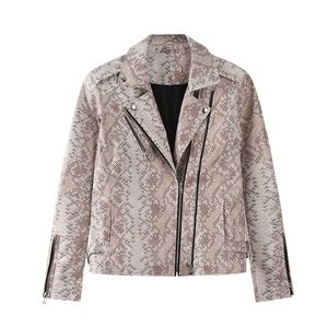 Chaqueta de Cuero con Estampado de Piel de Serpiente para Hombre, Chaqueta de Motociclista con Cremallera y Estampado de Serpiente de Moda, Chaqueta de Cuero Personalizada para Ropa de Calle - Product Image 4