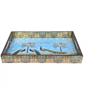 Plateau en bois MDF de taille personnalisée de haute qualité Design élégant fait à la main en métal artisanat hôtel Restaurant plateau de service alimentaire à faible coût usage domestique - Product Image 1