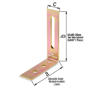 Adjustable <b>Angle</b> <b>Bracket</b> 65x80x20mm Raw <b>Steel</b> Yellow Galvanized GAH 1 Piece - Product Image 3