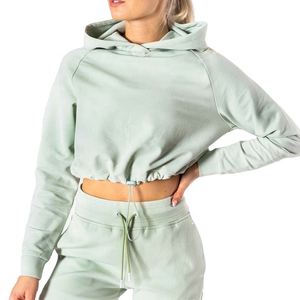 Best Quality OEM Stylish Women Crop Gym Hoodie Breathable Wholesale Hot Selling Quick Dry Custom Logo Size Women Crop Hoodie - Product Image 1