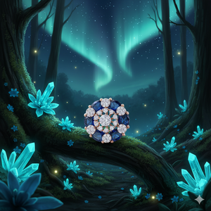 Anillo de Plata 925 con Diamante Moissanita y Piedra Azul, Chapado en Oro Rosa - Product Image 2