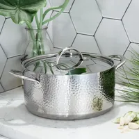 Casserole rectangulaire artisanale en acier inoxydable, gravure florale, durable, écologique, élégante, compatible induction