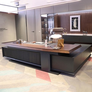 Current L Shape Extendable Executive <b>Office</b> Table Easy Assembly Wooden Furniture Boss CEO Manager Desk Station Workstation Count - Product Image 2