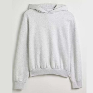 Sudadera con capucha recortada de alta calidad para hombre, sudadera estándar bordada de lana de felpa de algodón gris personalizada, transpirables básicos - Product Image 4