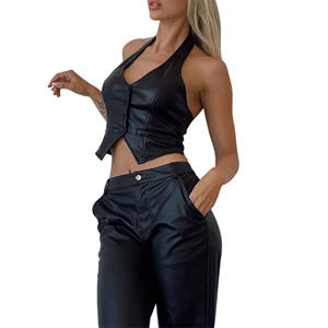 Leather <b>Vest</b> Summer 2023 <b>Women</b> Sleeveless Button Down Tank <b>Tops</b> Streetwear Party Wear Short <b>Vest</b> for Ladies - Product Image 3