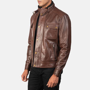 Vêtements de sport pour hommes en gros, veste en cuir de moto unisexe, logo imprimé sur bouton, vestes en cuir de moto - Product Image 2