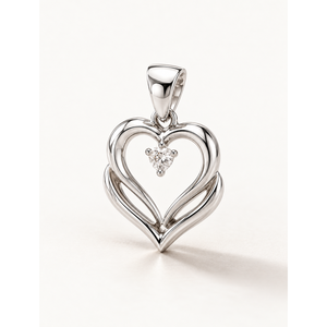 Pendentif architectural en argent sterling 925 avec charme Arc CZ - CZ blanc plaqué rhodium - Product Image 1