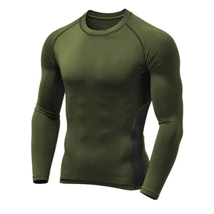 Conjunto deportivo de compresión para hombre, cuello redondo, manga larga, de alta calidad, de secado rápido, transpirable, de spandex/poliéster, ropa deportiva para hombre - Product Image 4
