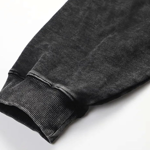 Sweat à capuche Streetwear avec logo personnalisé, couleur dégradée, patchwork de broderies vintage délavés à l'acide pour hommes - Product Image 4