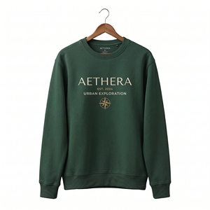 เสื้อสเวตเชิ้ตผู้ชายผ้าฟลีซ สีเขียวอมฟ้า ทรงปกติ พิมพ์ลาย สวมใส่สบายๆ สำหรับฤดูใบไม้ผลิ กันลม ระบายอากาศได้ดี เป็นมิตรกับสิ่งแวดล้อม - Product Image 4