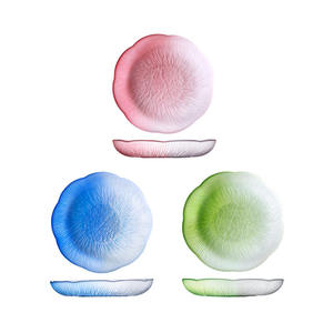 Plato de Fruta de Lujo Personalizado de Vidrio Transparente Pintado a Mano con Incrustaciones de Oro Ecológico de Newell, Plato de Fiesta Bonito con Degradado de Color - Product Image 3