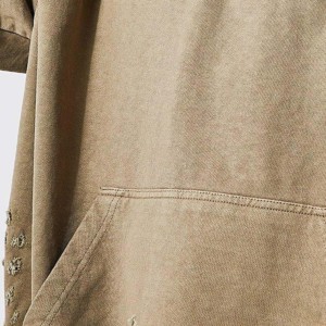 Manufacturer Custom Vintage Distressed Embroidery Patch 100% Cotton Fleece Waterproof Windproof Winter Men Pullover <b>Hoodies</b> - Product Image 4