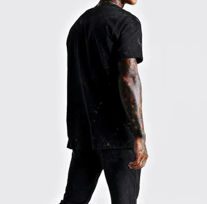 เสื้อยืดผ้าฝ้ายฟอกไซส์ใหญ่พิเศษสำหรับผู้ชายเสื้อซักแบบเปิดไหล่ตกจากโรงงานผ้าฝ้าย100% ออกแบบได้ตามต้องการ - Product Image 3