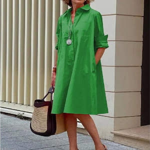 Producto nuevo de otoño 2025, <span class=keywords><strong>vestido</strong></span> Midi de manga larga con cuello de camisa estampado de <span class=keywords><strong>lunares</strong></span> a la moda y elegante - Product Image 4