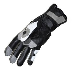 Real Leather Full Gauntlet Grey & White Motorbike Gloves Motorcycle Auto Racing Wear Full Finger Touchscreen Unisex Gloves - Product Image 3