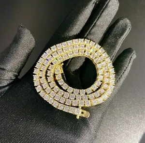 Collar de tenis de plata 925 para mujer con cadena de 4mm de diamante de moissanita 91Ct elegante collar de moissanita de 8 puntas - Product Image 1