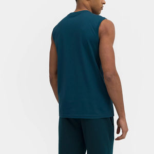 Wholesales Color Customized Logo <b>Men</b> Rib Fabric Spandex Cotton Collar Casual <b>Singlets</b> <b>Men</b> Vest O Neck <b>Men</b> Tank Top - Product Image 2