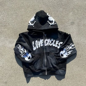 Ensemble de survêtement personnalisé pour femme, hiver, respirant, avec sweat à capuche et pantalon de jogging, effet vieilli, broderie, appliqué, patch, délavé à l'acide - Product Image 4