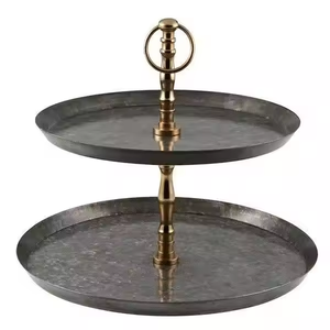Support à gâteau en acier inoxydable à 2 niveaux, support à dessert en métal pour les gâteaux de fête d'anniversaire et d'anniversaire par Decor impex - Product Image 1