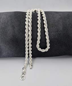 Cadena de cuerda de plata de ley 925 para hombre y mujer, hecha a mano, diseño moderno y clásico, tamaño y longitud personalizables - Product Image 3