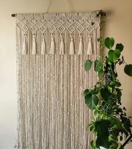 Cortina de macramé bohemio hecha a mano, tapiz decorativo tejido artístico para sala de estar, dormitorio, pasillo y Hogar Moderno - Product Image 2