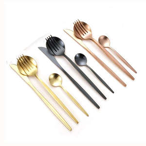 Luxe Style Américain Longues Poignées Multiples Finition En Acier Inoxydable 9 Pcs Ensemble Ménage Couverts Ensemble De Couverts - Product Image 1